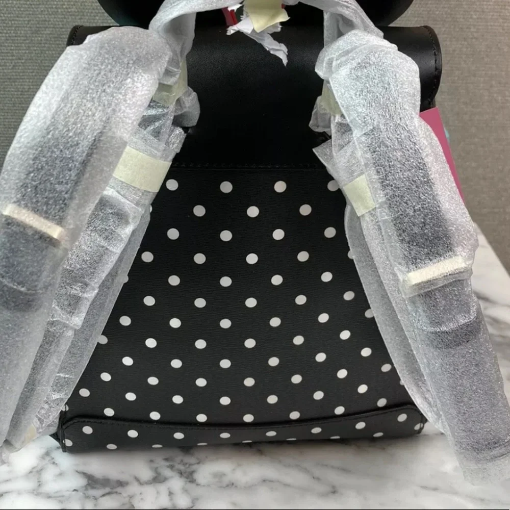 NWT Kate Spade Disney X Minnie Mouse Polka Dot Backpack black white Holiday - Picture 7 of 7